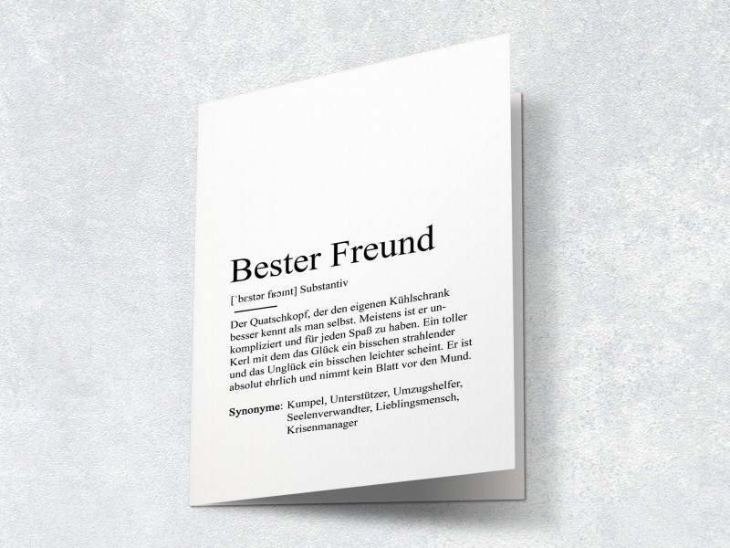 Karte "Bester Freund" Definition | Danke - Lieblingsmensch - Geschenk