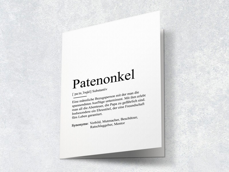 Karte "Patenonkel" Definition | Danke sagen - Pate - Geschenk | kamewi