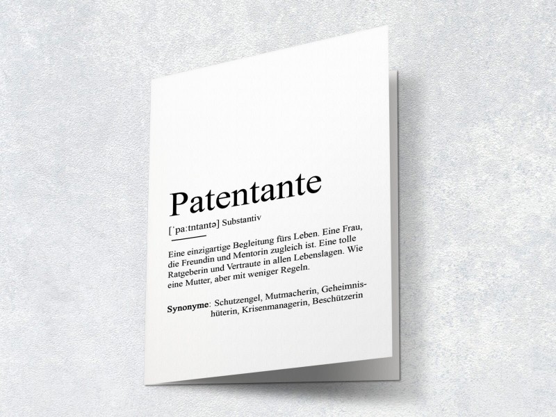 Karte "Patentante" Definition | Danke sagen - Patin - Geschenk