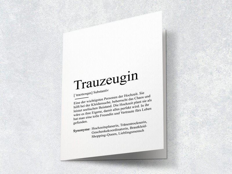 Karte "Trauzeugin" Definition | Danke - Lieblingsmensch - Geschenkidee