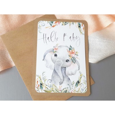 Glückwunschkarte "Hallo Baby" Elefant - 1