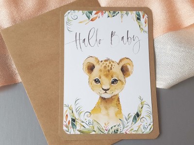 Glückwunschkarte "Hallo Baby" Löwe - 1