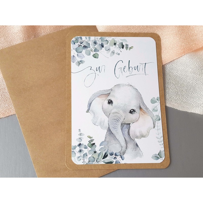 Glückwunschkarte "Zur Geburt" Elefant - 1