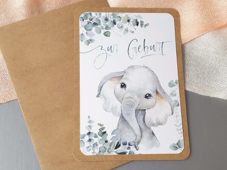 Glückwunschkarte "Zur Geburt" Elefant - 1