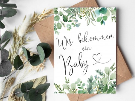 Karte "Wir bekommen ein Baby" Eucalyptus - 1