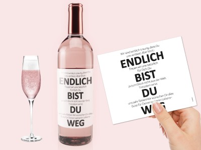 Wein-Etikett ENDLICH WEG - 1