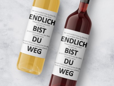 Wein-Etikett ENDLICH WEG - 2