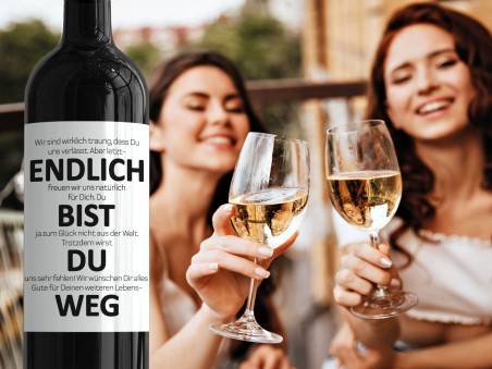 Wein-Etikett ENDLICH WEG - 3